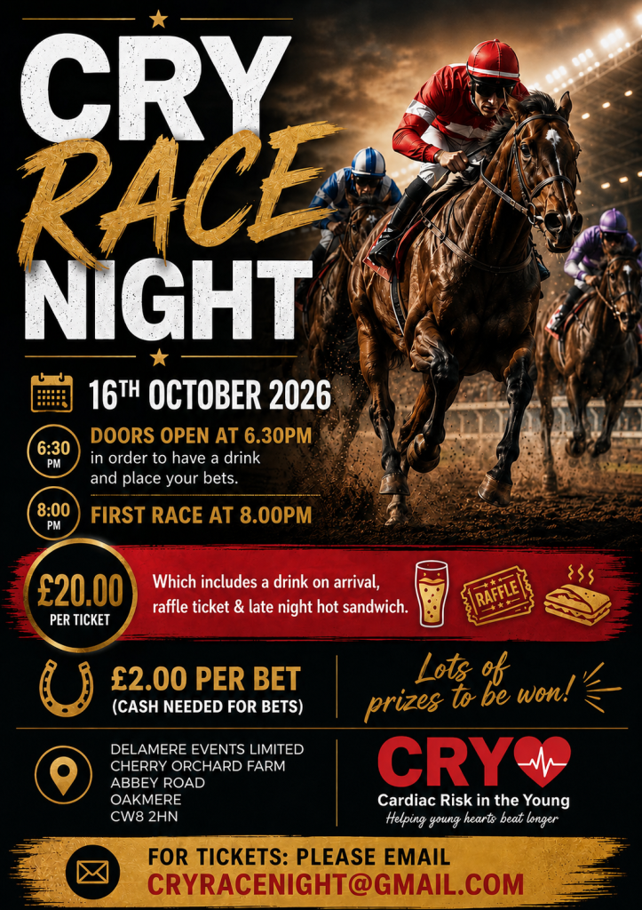 Cry Charity Race Night at Delamere Events
